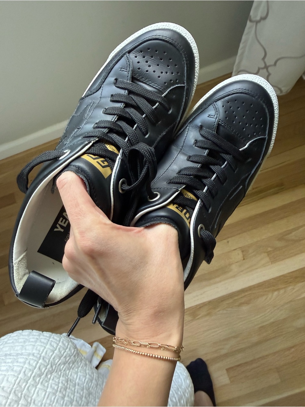 NIB Golden Goose Yeah! Black Leather Sneaker, 39